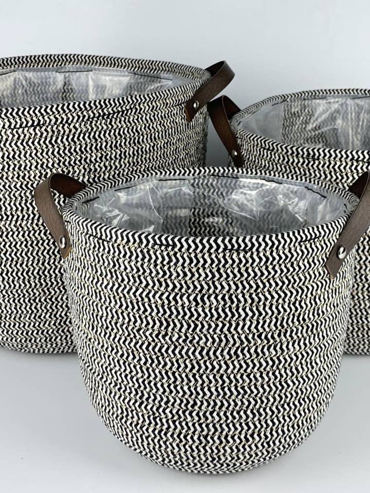 J. Paniers en cuir 3 gris 30/26/22 cm pour la vente par Aguilar Málaga