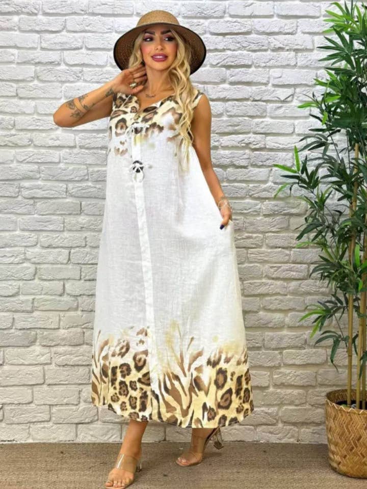 Superbia – wholesale Dress – Women's – Italian One Size Premium Cotton Dress Buttons Leopard Print5