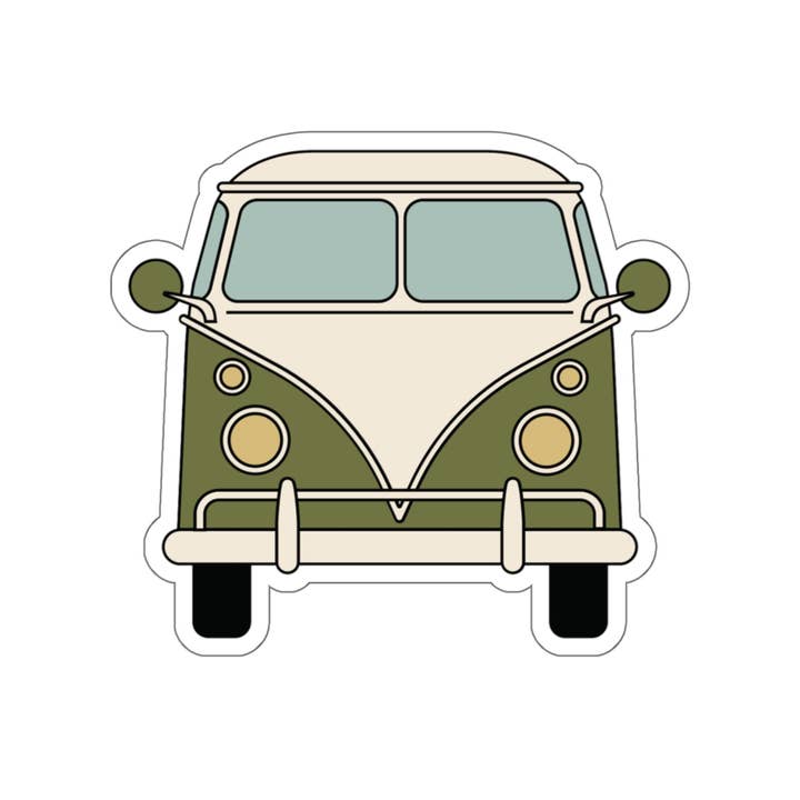 Green VW Hippie Van Vinyl Sticker - Die Cut for wholesale by Needful Things