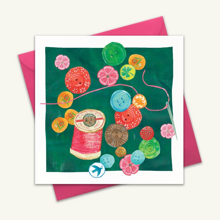 Sewing Kit Blank Greetings Card for wholesale by Kate Read Illustration