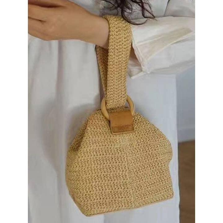 KHAKI Casual Simple Weave Handbag for wholesale on Faire3