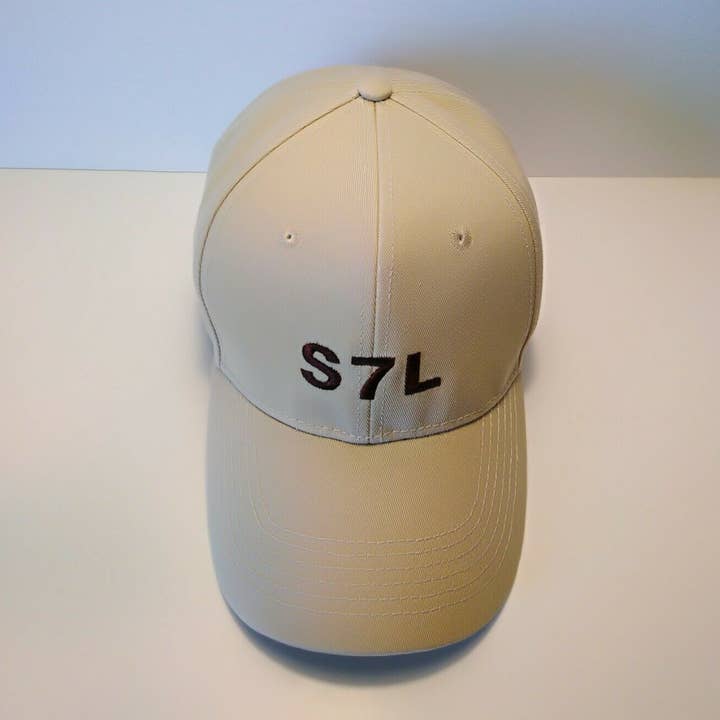 Refined cotton baseball cap beige with black embroidery for wholesale by AOAN