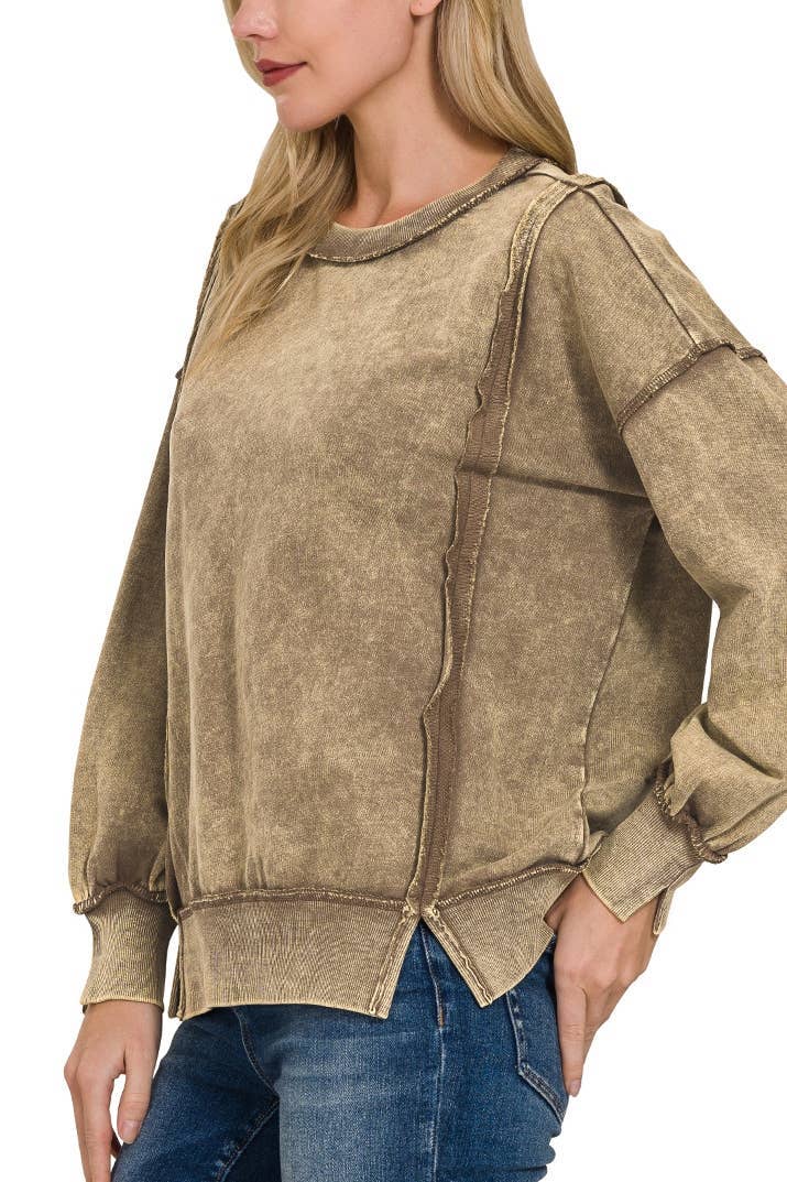 Vanilla Monkey - Vendita all'ingrosso Felpa - Donna - Felpa con cuciture a vista Acid Wash F/Terry2