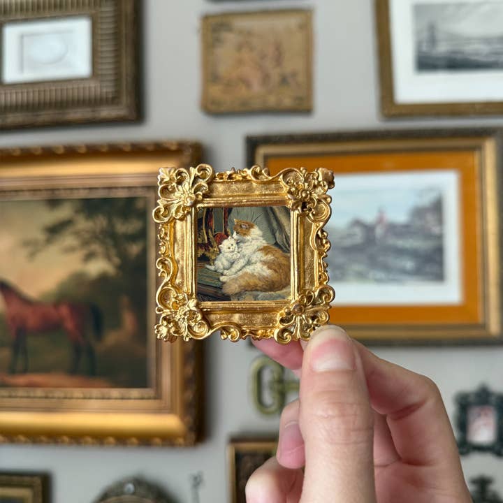 Vintage Style Resin Ornate Mom and Kitty Mini Magnet for wholesale by Thrift Antiques