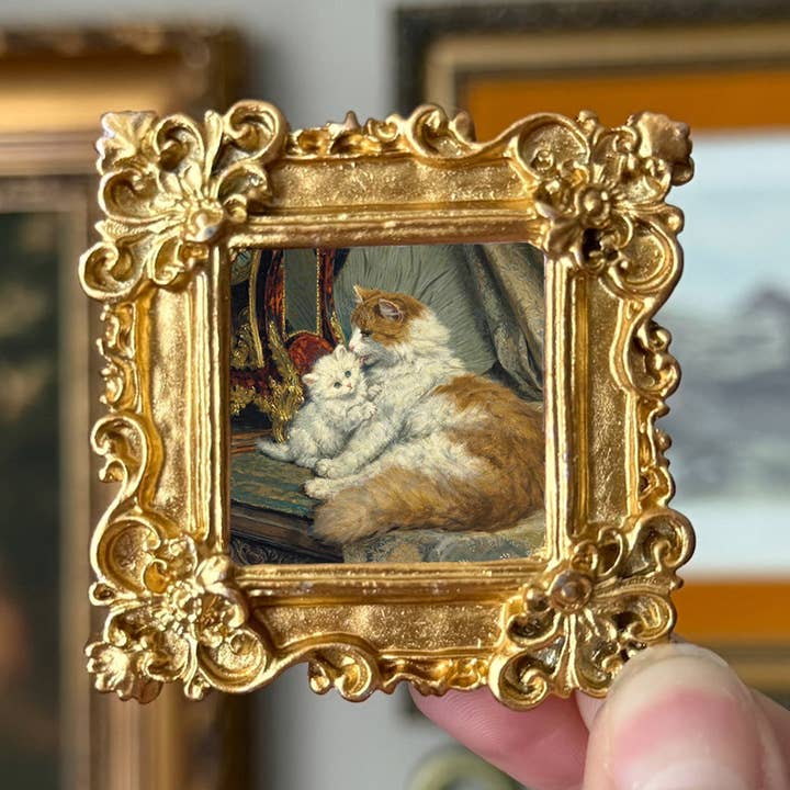 Vintage Style Resin Ornate Mom and Kitty Mini Magnet for wholesale by Thrift Antiques