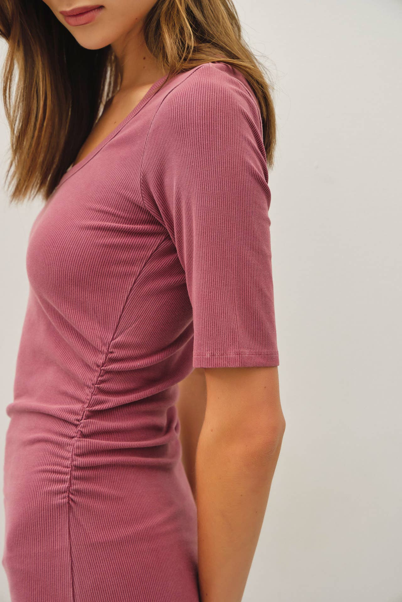 Be Cool - Wholesale Dress - Women's - BASIC RIBBED MIDI DRESS WITH SIDE SLIT 8