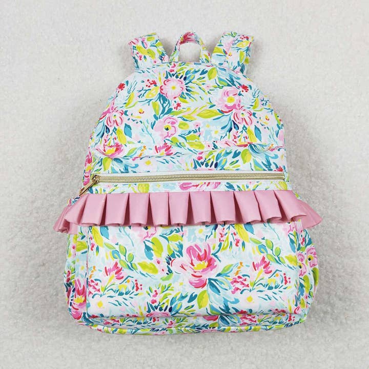 Aier Wholesale - Wholesale Backpack - Kids - Baby Kids Girls Green Pink Flowers Backpack Back Bags