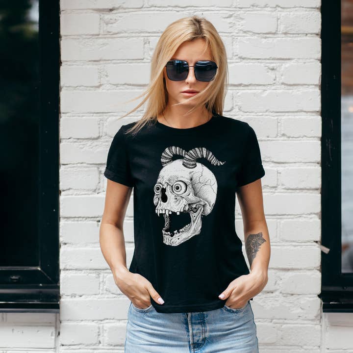 Hannah Kate Makes – wholesale T-shirt (graphic) – unisex – Screaming Skull T-shirt - Black - 100% Cotton - Reg/Fitted4