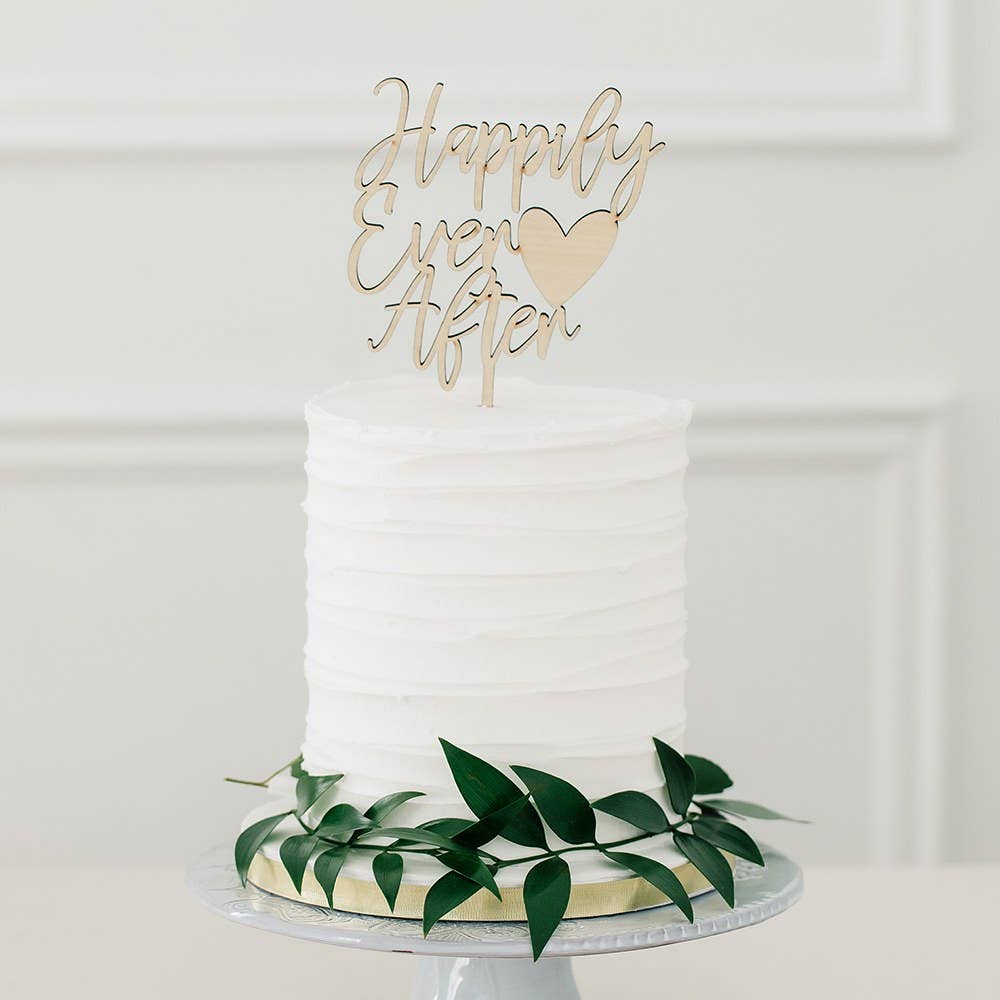 Weddingstar Inc. - Wholesale Cake/Cupcake Topper - Natural Wood Cake Topper Decoration - Happily Ever After1