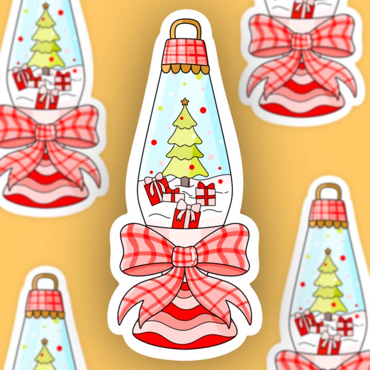 Christmas Tree Snow Globe Sticker for wholesale by Sage and Virgo