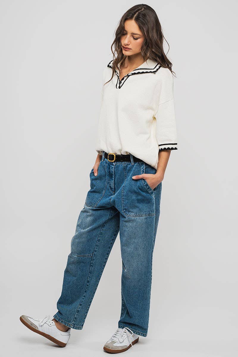 Engineered Leg Wide Leg Denim Jeans for wholesale on Faire2