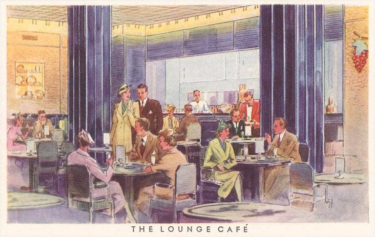 Found Image Press - Vente Autocollant - Autocollant FO-111 Le Lounge Café, Dessin0