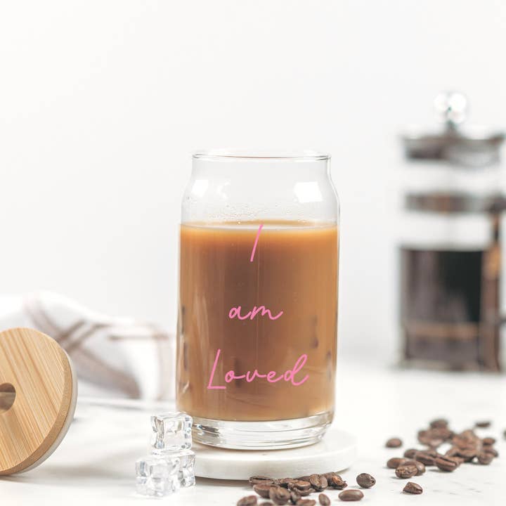 Bodhi Life Design - Wholesale Drinking Glass/Cup - I am Loved Affirmation Beer Can Glass, 16oz2