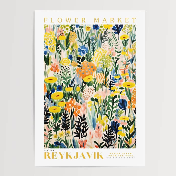 Affiche du marché aux fleurs de Reykjavik pour la vente par Enchanted Sights