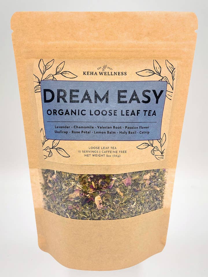 Thé aux herbes biologiques Loose Leaf Sleep Tea 2 oz pour la vente par Keha Wellness