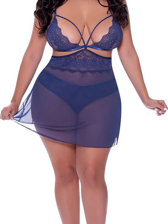 Conjunto de bonecas e cuecas de seda mágica M348Q-BLUEBERRY por atacado de Lingerie Mart