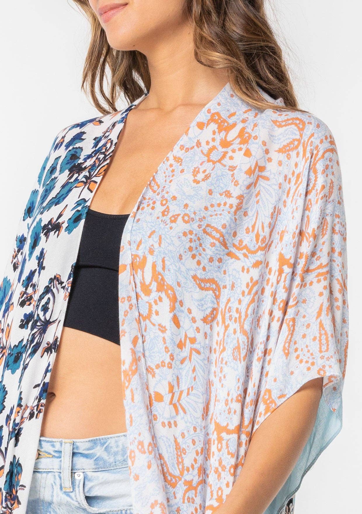 Lovestitch - Wholesale Kimono - Women's - Floral Multi Bohemian Open Front Kimono18