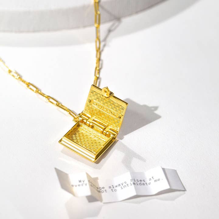 Fortune & Frame - Vendita all'ingrosso Collane con medaglione - Medaglione a libro (magenta) - oro