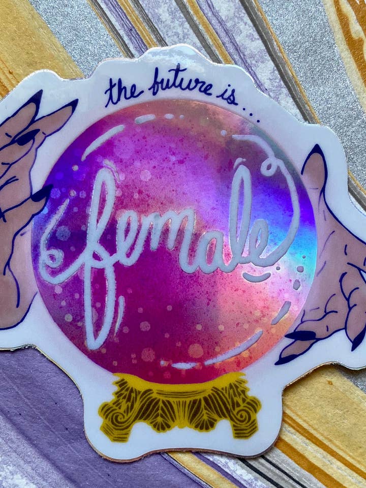 Pegatina El futuro holográfico es femenino para venta al por mayor de Golden Grove Paper