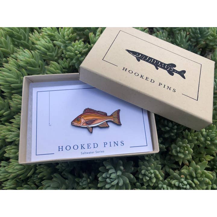 Hooked Pins - Wholesale Lapel Pin/Button - Red Snapper - Fish Pin with Gift Box4