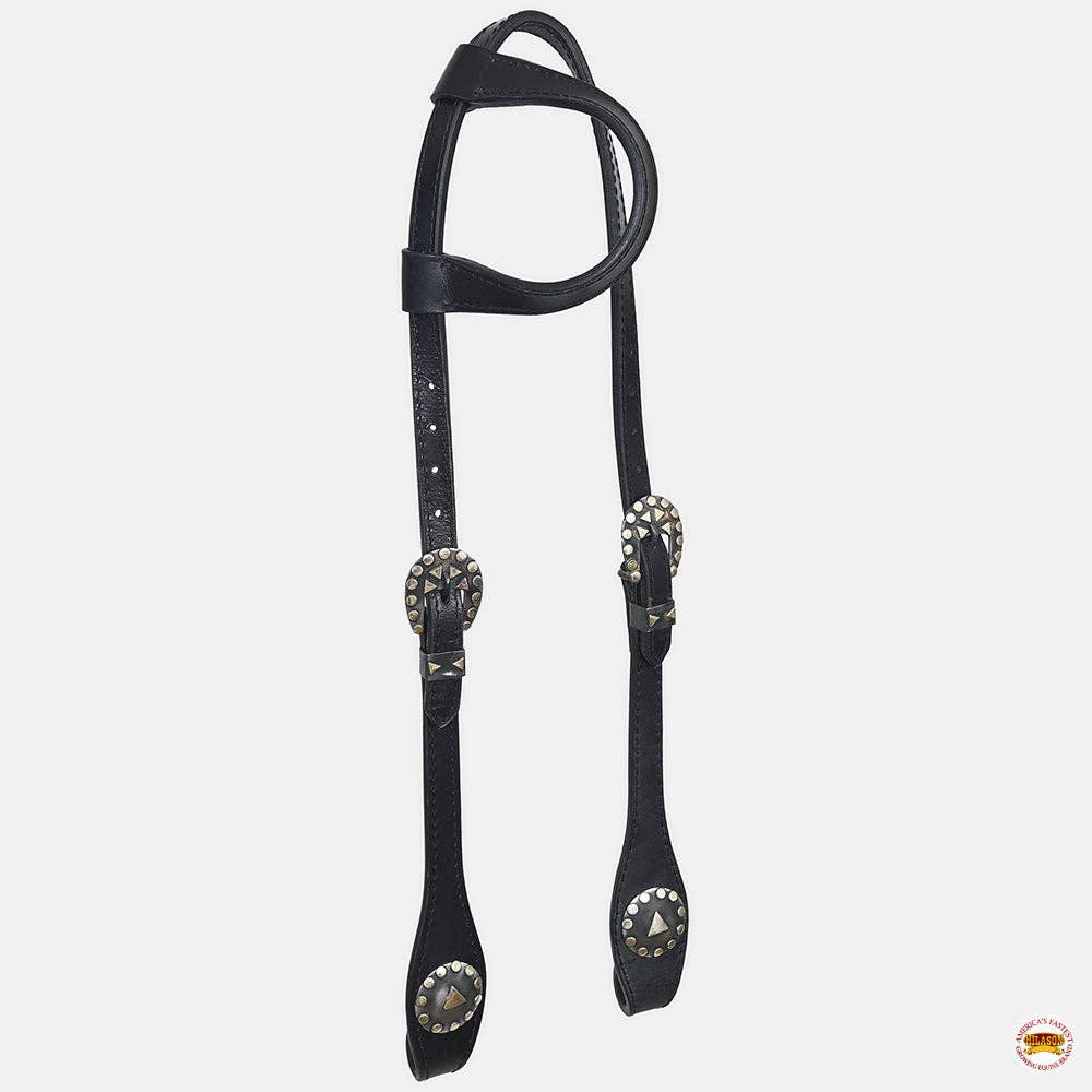 HILASON - Wholesale Horseback Riding Gear - Hilason Horse Genuine Leather One Ear Headstall Bridle GS Concho Black8