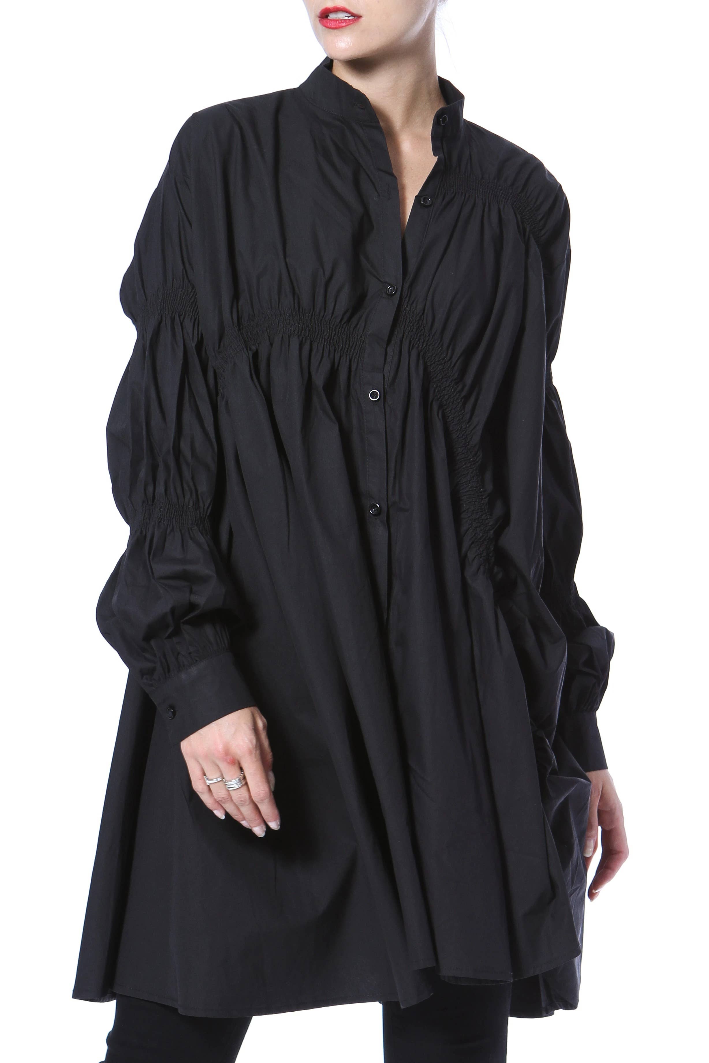 Luxe & Leather by Madonna & Co - Wholesale Dress - Women's - Ruched Shirt-Dress1