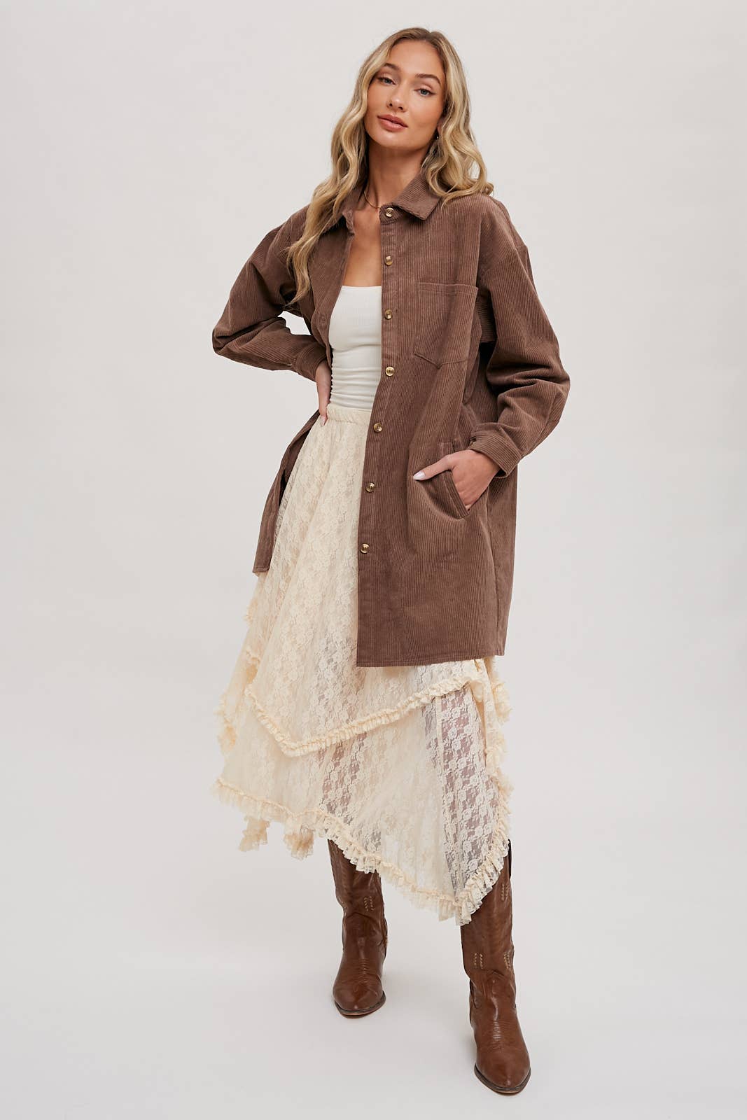 Bluivy – Großhandel Rock – Damen – MIDIROCK MIT SPITZENBÄNDERN23