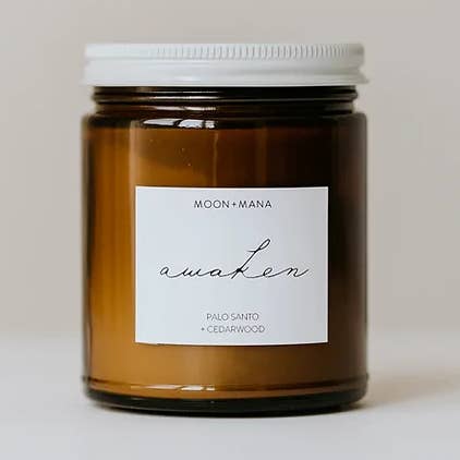 Awaken Candle 9oz | Palo Santo + Cedarwood for wholesale by Moon + Mana