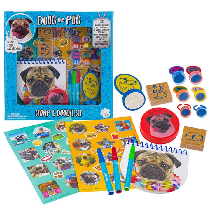 DOUG THE PUG STAMP AND DOODLE SET, 12524 for wholesale by JOIA ACCESSORIES