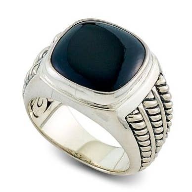 Bague coussin SS Onyx pour la vente par Eli Pebble