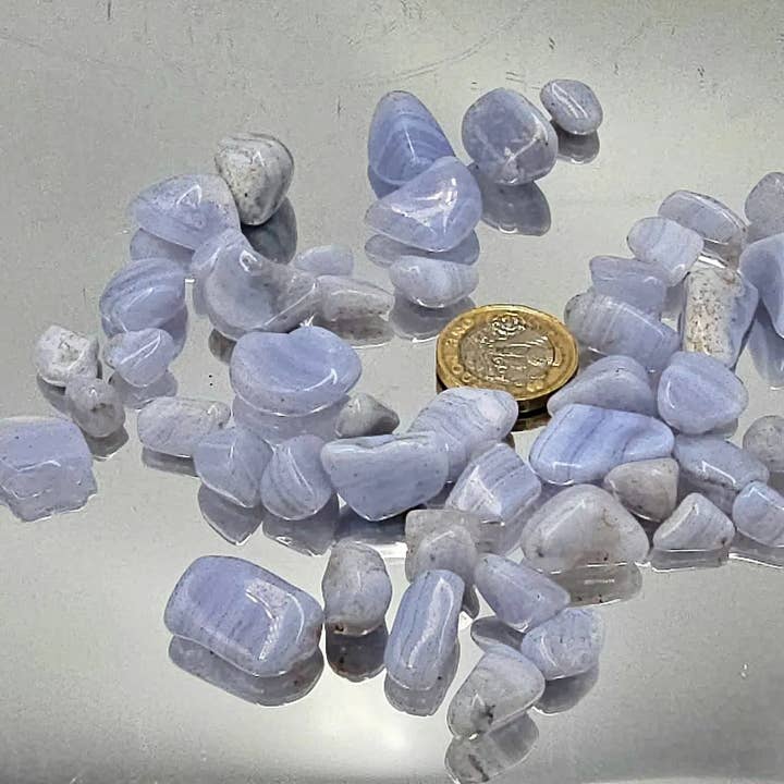 Distinction Crystals - Wholesale Spiritual Stone/Crystal - Malawi Blue Lace Agate Tumblestone Extra Small 100g Batch