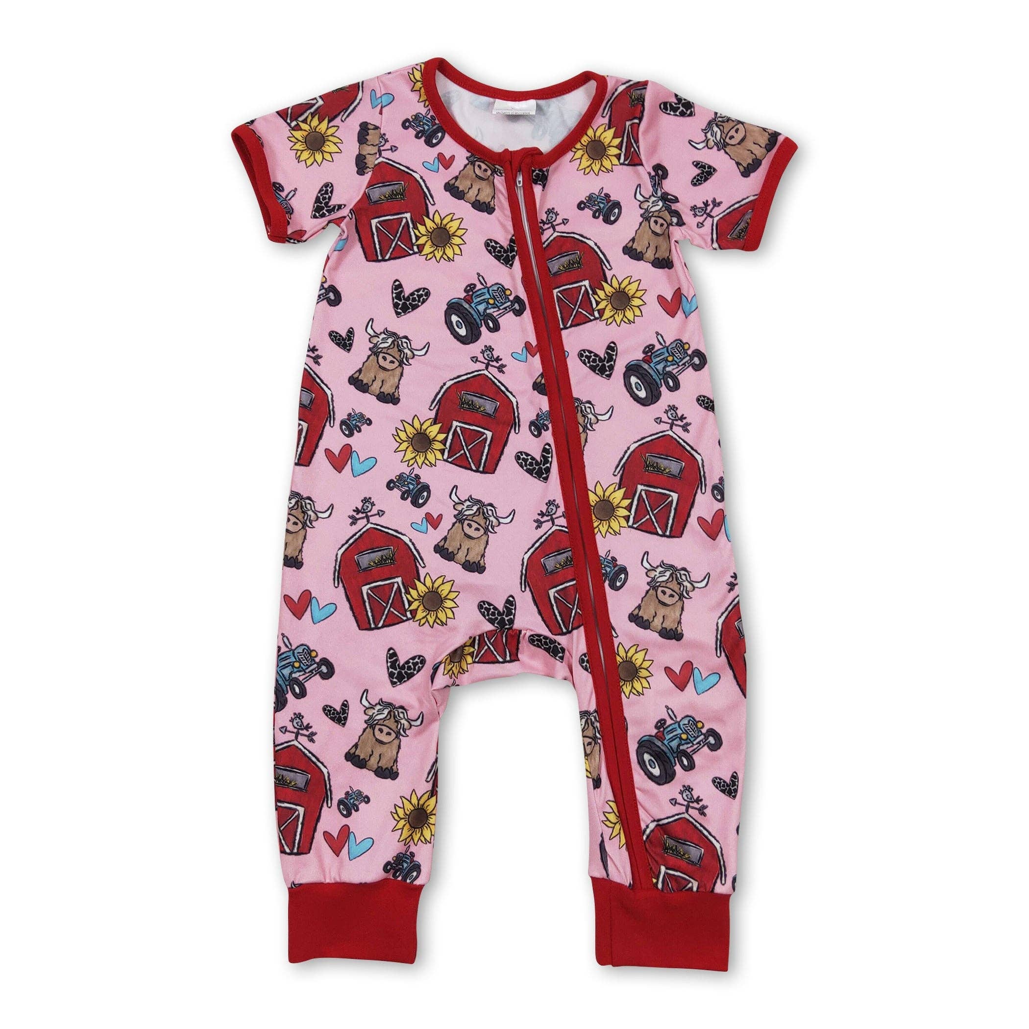 Yawoo Garments - Wholesale Jumpsuit - Baby - Short sleeves cows sunflower farm baby zipper romper0