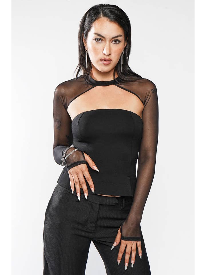 BLACK Mesh Ayla Shrug for wholesale on Faire4