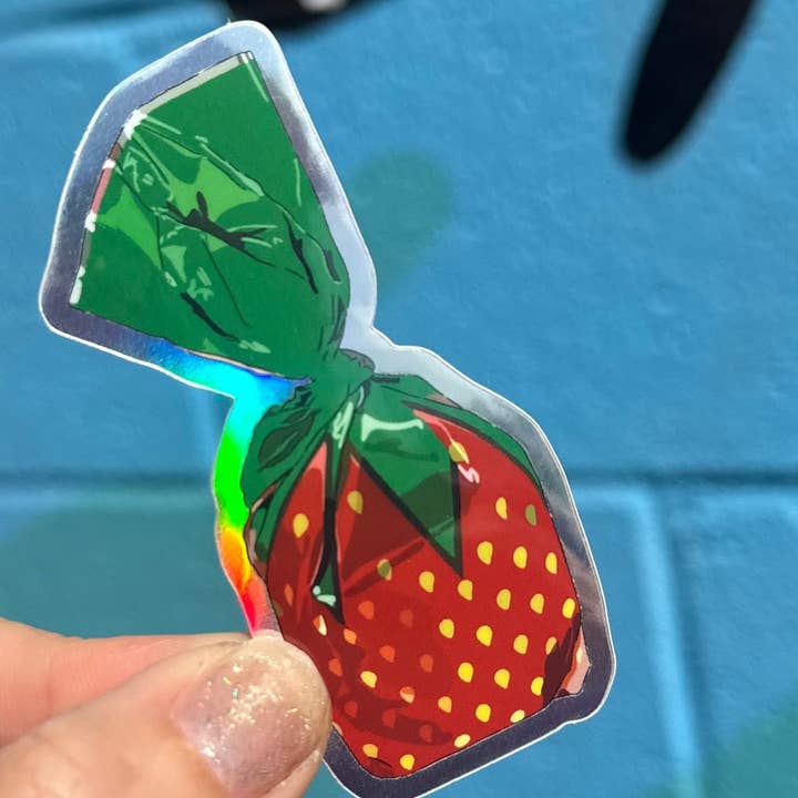 Hilarious Humanitarian - Wholesale Sticker - Strawberry Candy Holographic Sticker