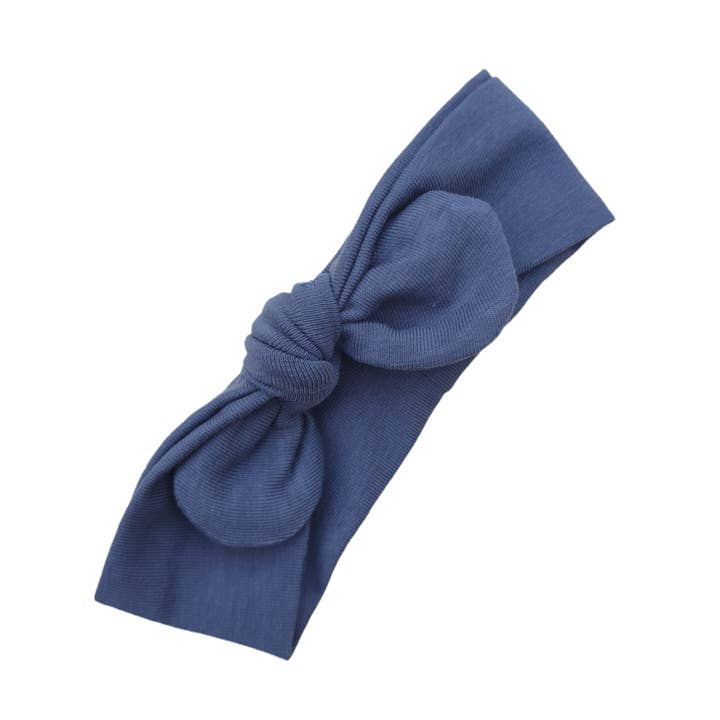 Grey bow headband for wholesale by Maman Poule et Papa Coq