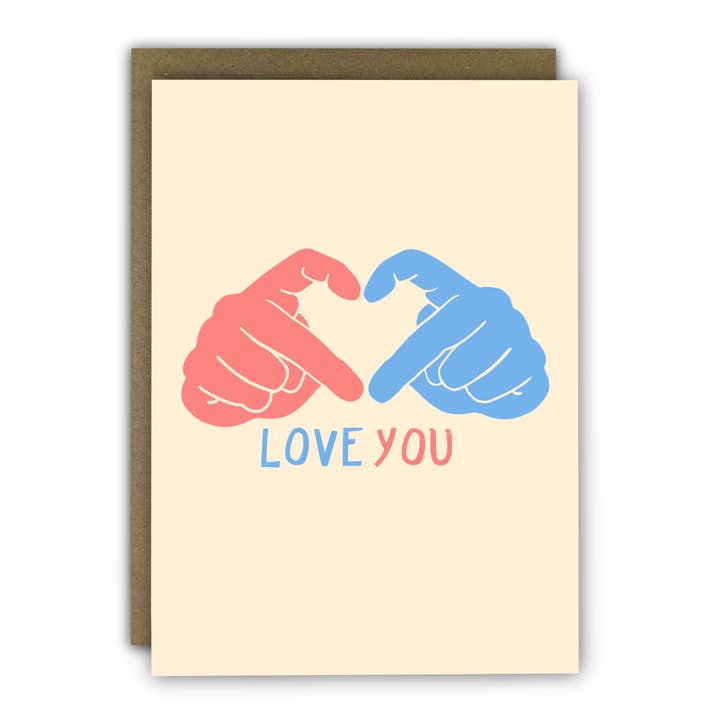 Funny Anniversary Card - A6 - Love You Heart Hand Sign for wholesale by RUNNING WITH SCISSORS