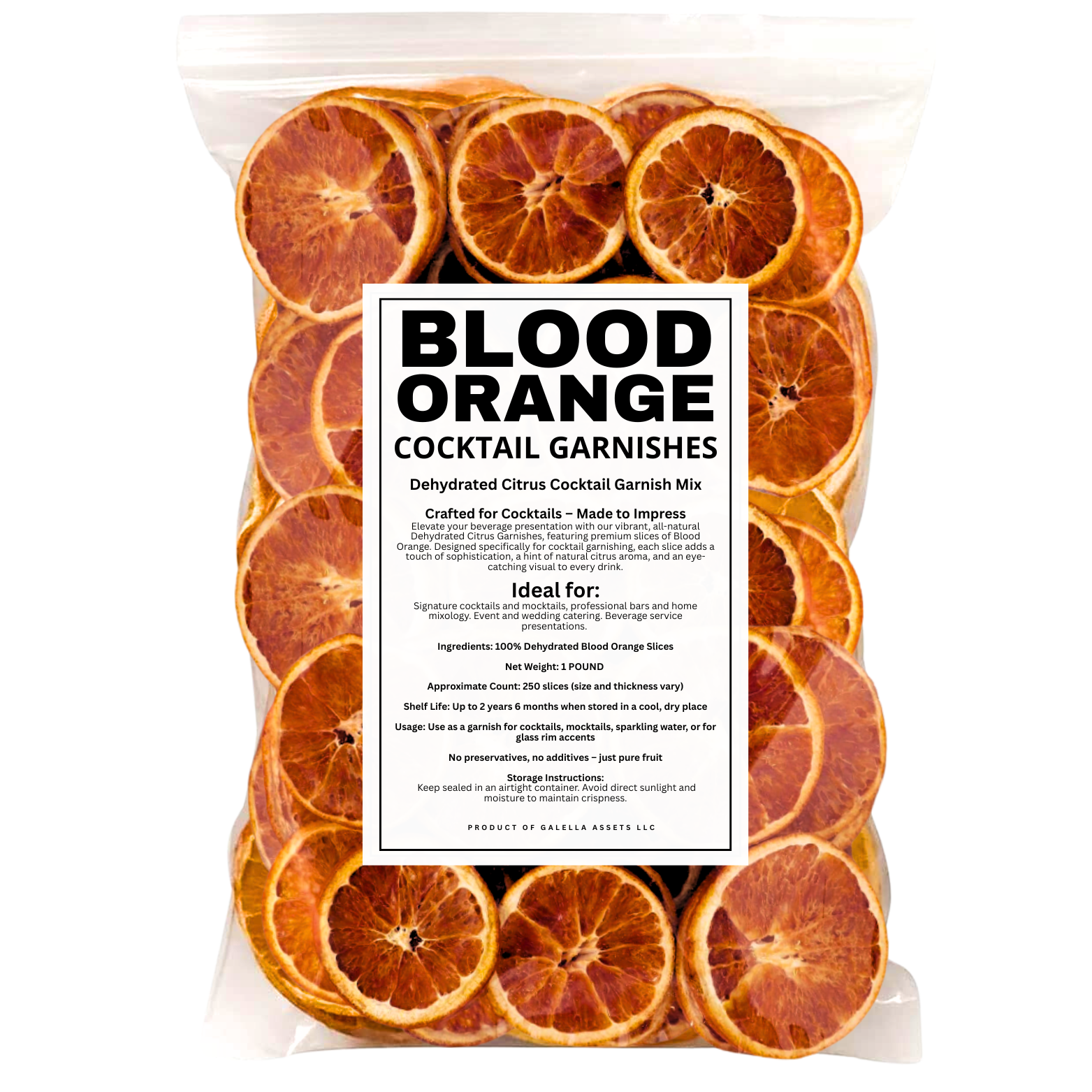 Speakeasy Premium Craft Cocktail Garnishes - Wholesale Dried/dehydrated fruit - 1 POUND – Dehydrated Blood Orange Slices (Approx. 250 Slices)2