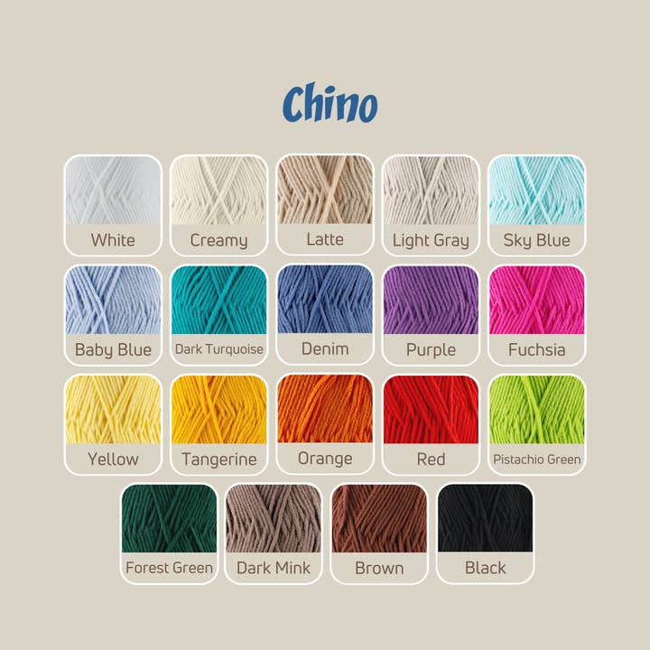 Sensy - Wholesale Yarn - Sensy Chino Soft Cotton Yarn, 3.5 oz, 360 Yards, Gauge 2 Fin41