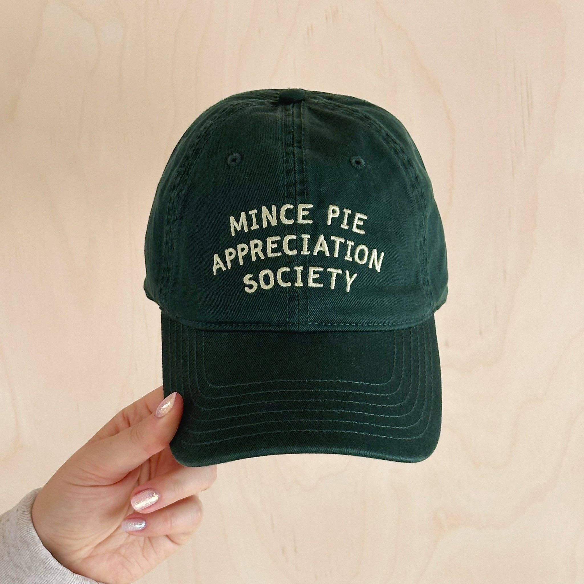 Alphabet Bags – wholesale Baseball cap – Unisex – Mince Pie Appreciation Society - Cotton Baseball Cap - Green4