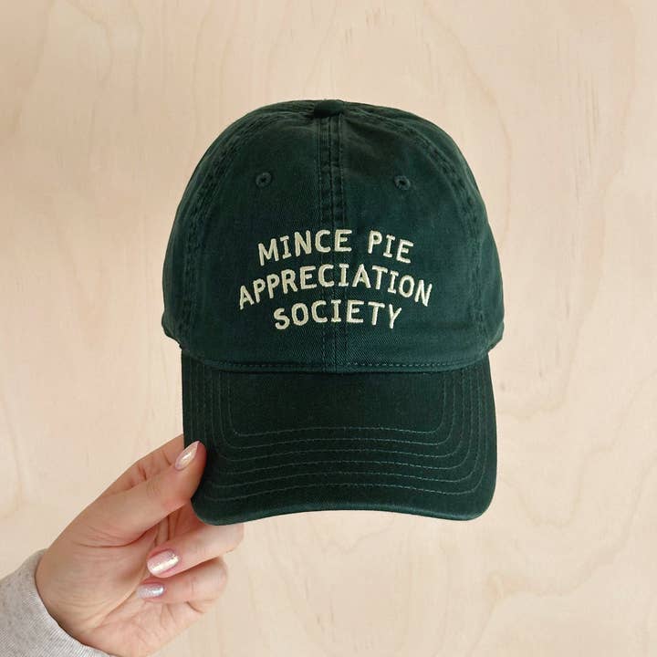 Alphabet Bags – wholesale Baseball cap – Unisex – Mince Pie Appreciation Society - Cotton Baseball Cap - Green4