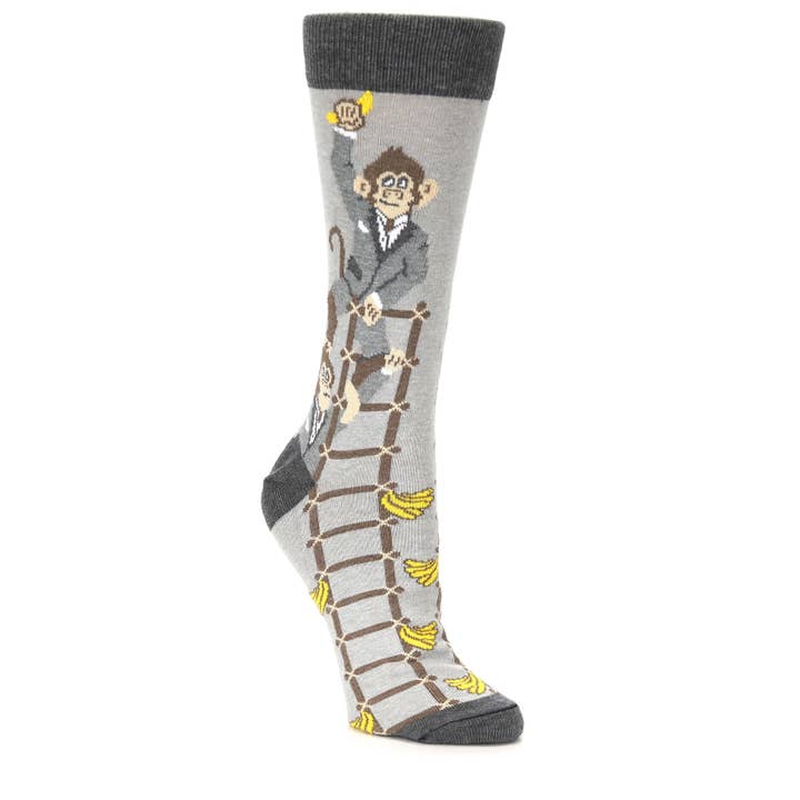 Gray Monkey Business Socks - Women's Novelty Dress Socks for wholesale by boldSOCKS