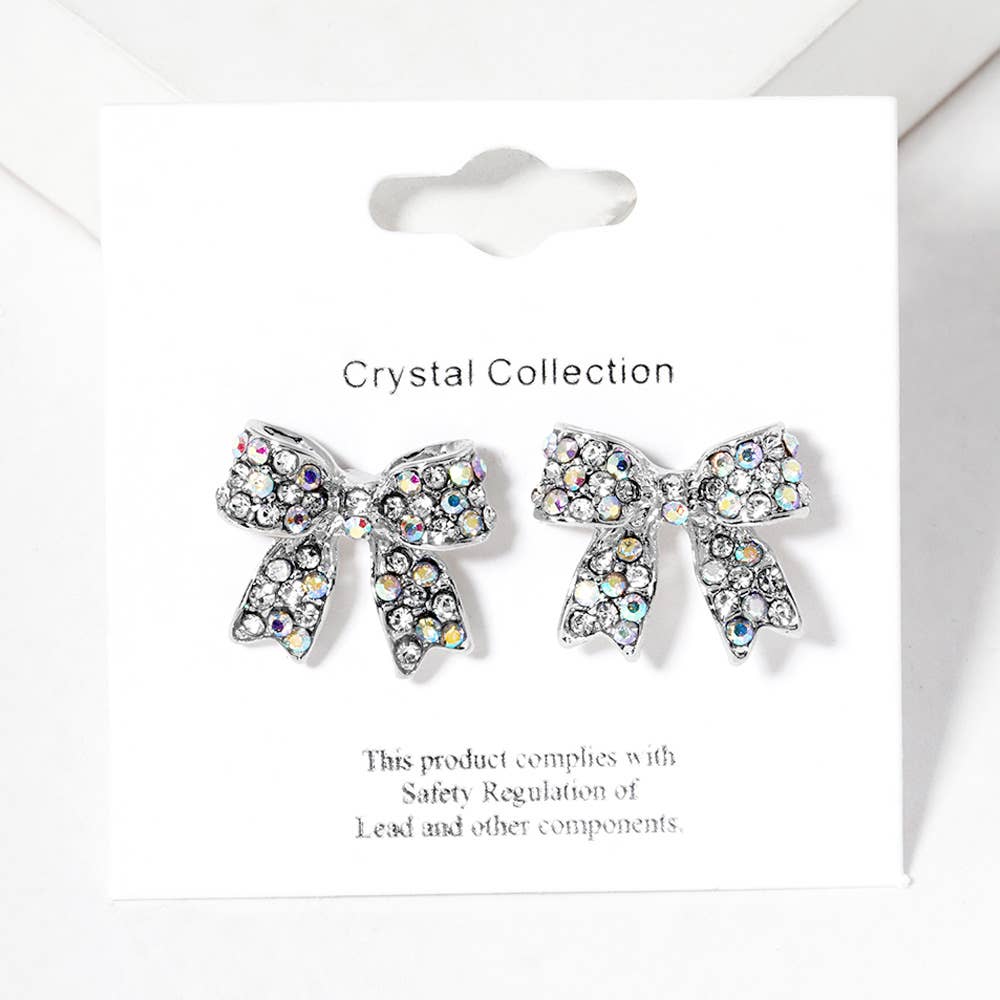 Sensibling Corp. - Wholesale Stud/Post Earrings - Crystal Rhinestone Pave Bow Stud Earrings
8