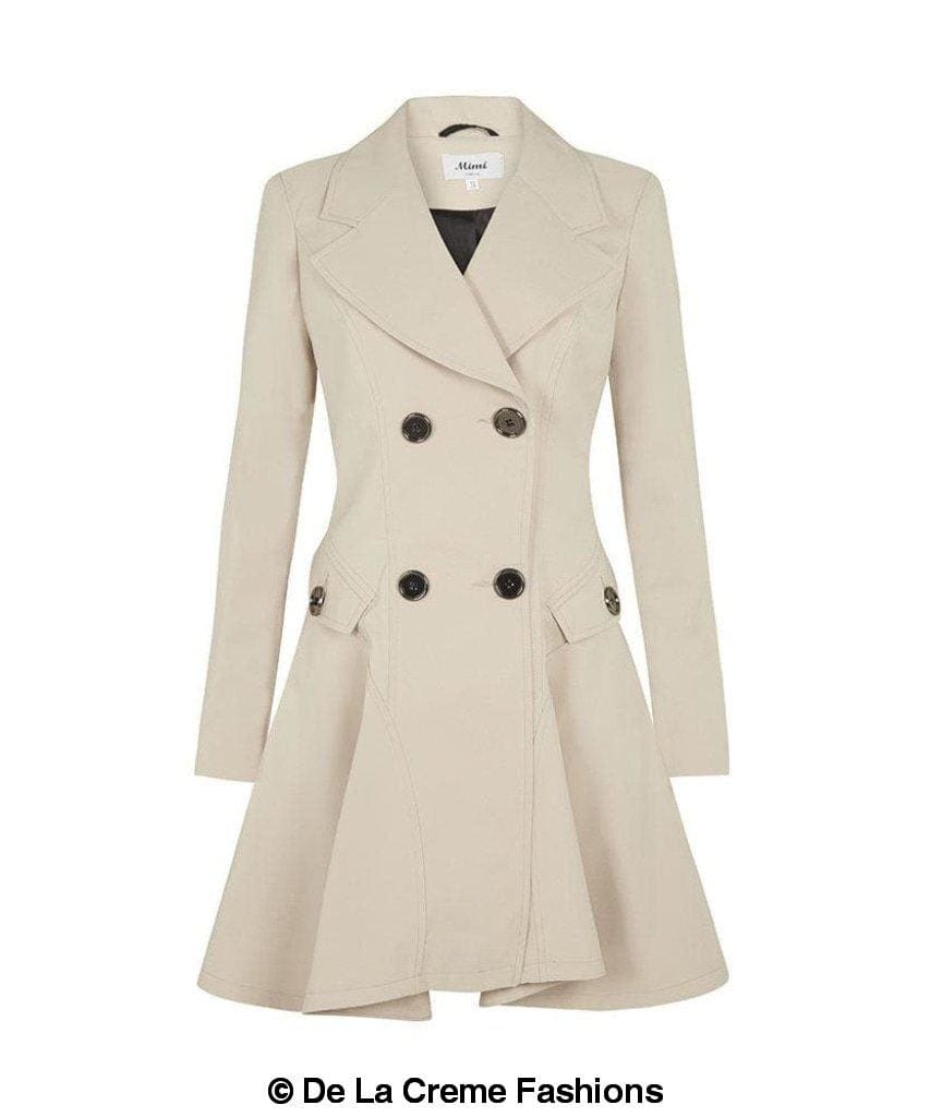De La Creme Fashions – Engroshandel Frakke - Dame – Dame Forår/Sommer Dobbelt Breasted Flary Mac Coat9