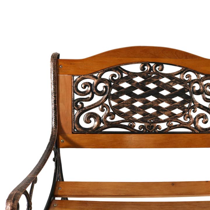 Sunnydaze Decor - Wholesale Bench - Ivy Crossweave Cast Iron and Wood Outdoor Garden Bench