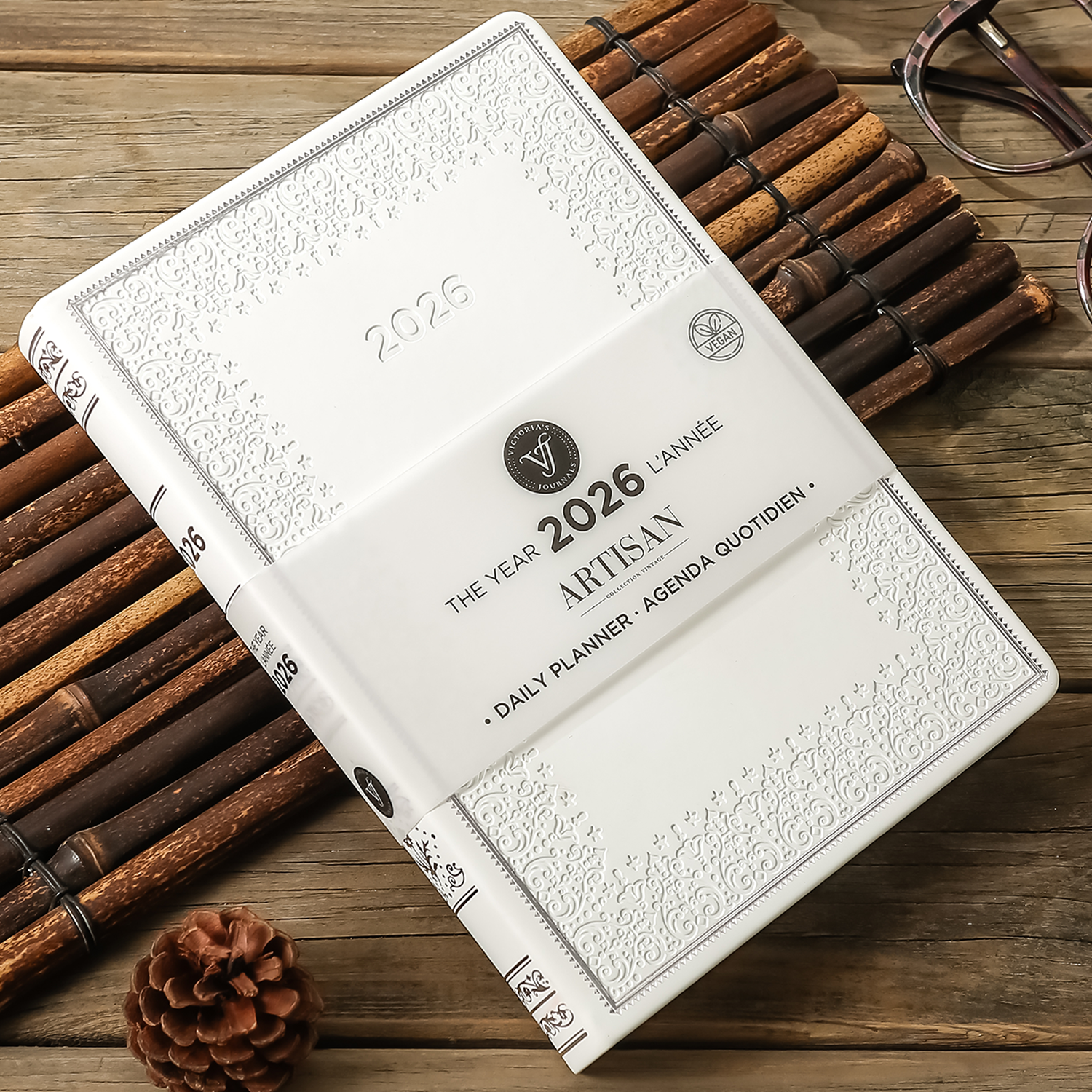 Victoria's Journals - Wholesale Planner - 2026 White Artisan Daily Planner1