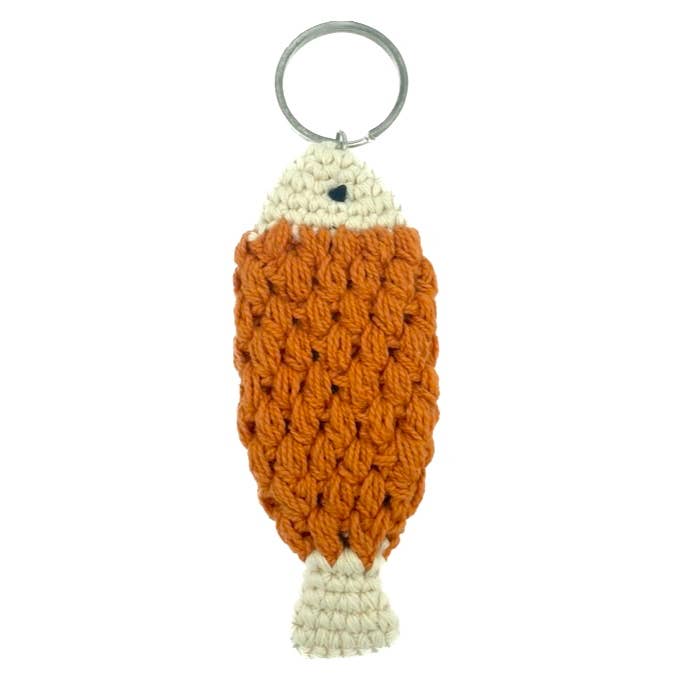 Luna-Leena - Wholesale Keychain - Women's - orange fish keychain - organic cotton hand crochet