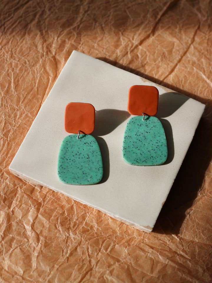 Southwest Geometric Polymer Clay Dangle Earrings for wholesale by Xenia Studio