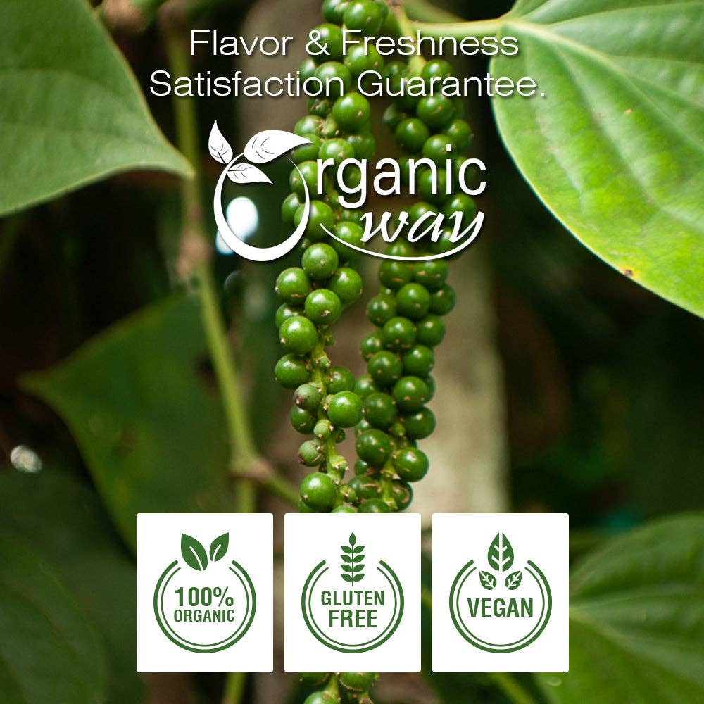 Organic Way LLC - Venta al por mayor Especias secas - Polvo de Pimienta Negra Premium Organic Way (Pimienta Negra Tellicherry) - Añade Sabor y Aroma | Orgánico y Certificado Kosher | Crudo, No GMO y Sin Gluten | Certificado por USDA | Origen - India2