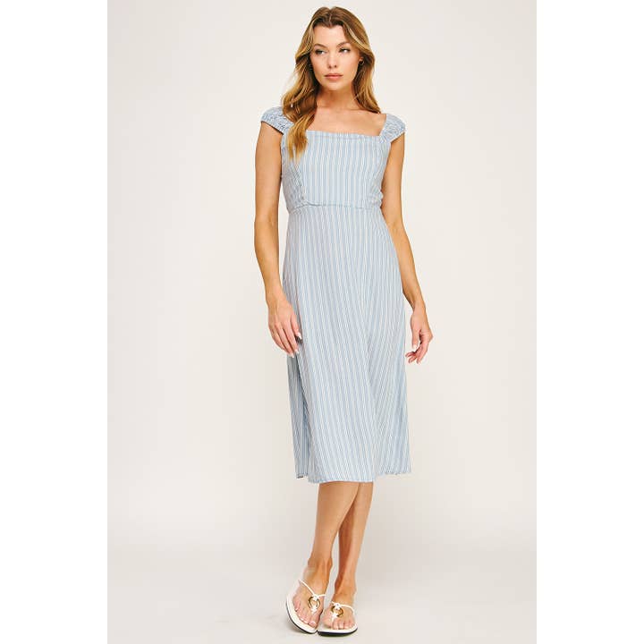 Winslow Collection - Wholesale Dress - Women's - ELASTIC SHIRRING STRAP W/LACE UP BACK DETAIL DRESS