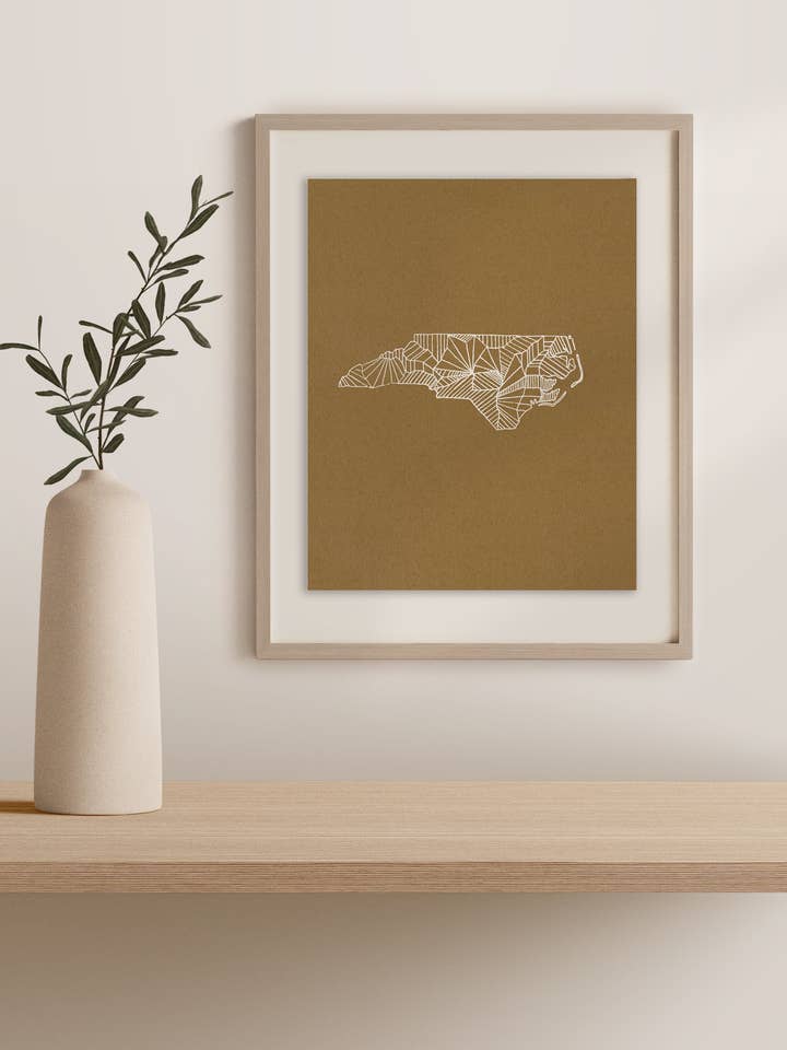 North Carolina map | screenprint for wholesale by Suz Bax Art